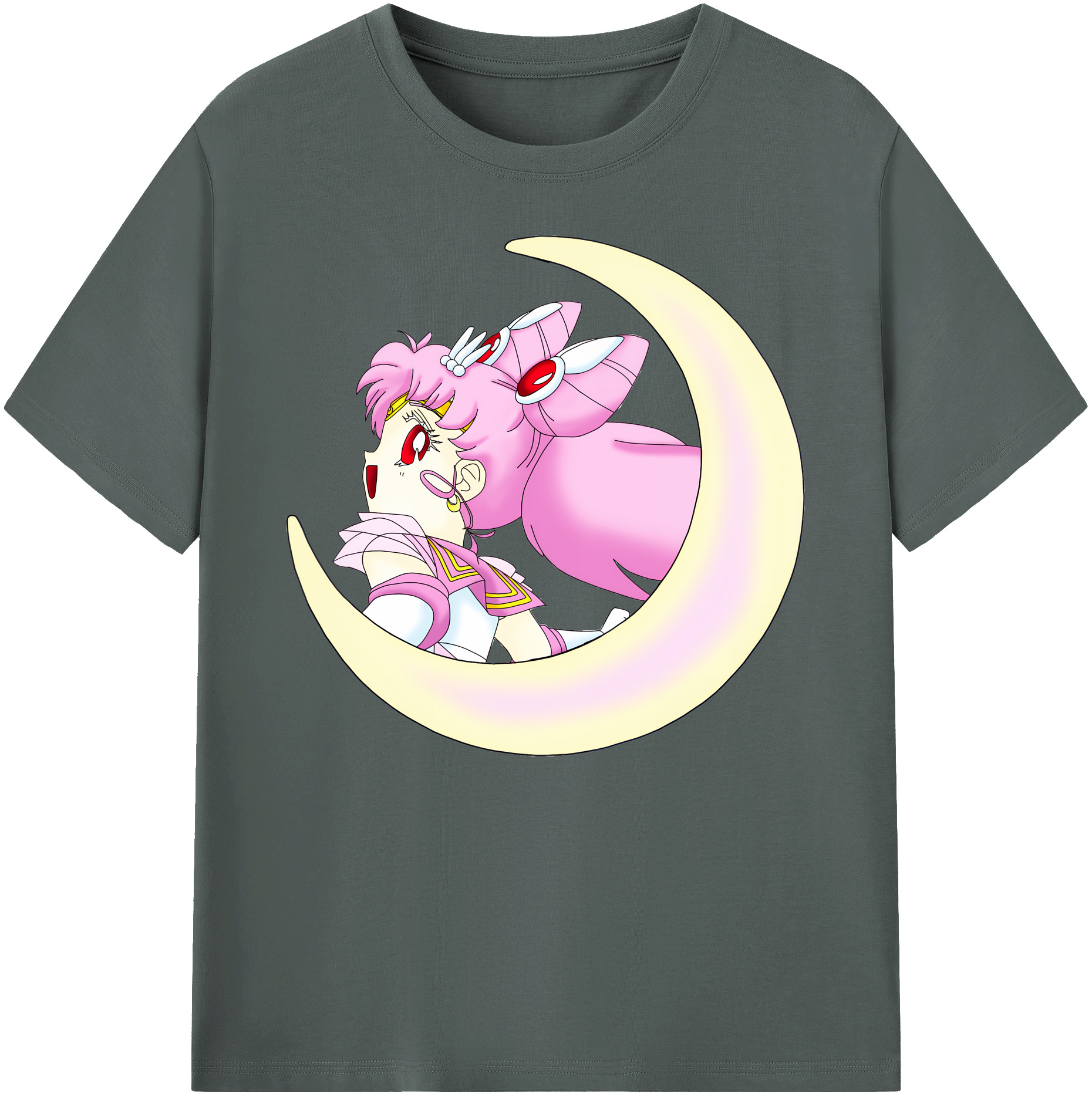 （画像用） 美少女戦士セーラームーン ちびうさ Sailor Moon Chibiusa Tsukino Usagi Small Lady Serenity 綿100％ メンズ半袖Tシャツ｜肌触りやわらか＆通気性